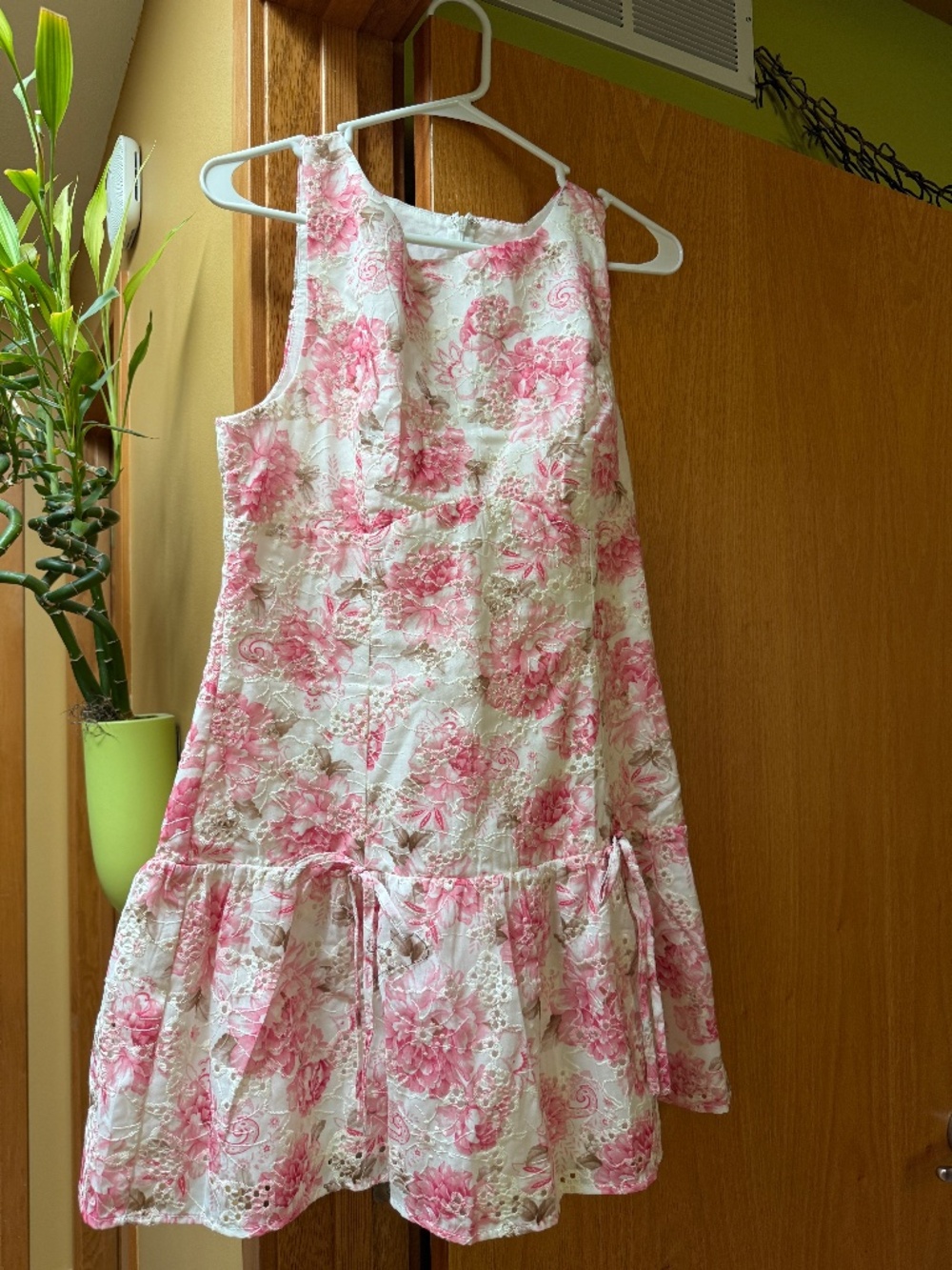 NWT Storia Floral Mini Dress - Pink Floral Tiered Ruffle - Size L -